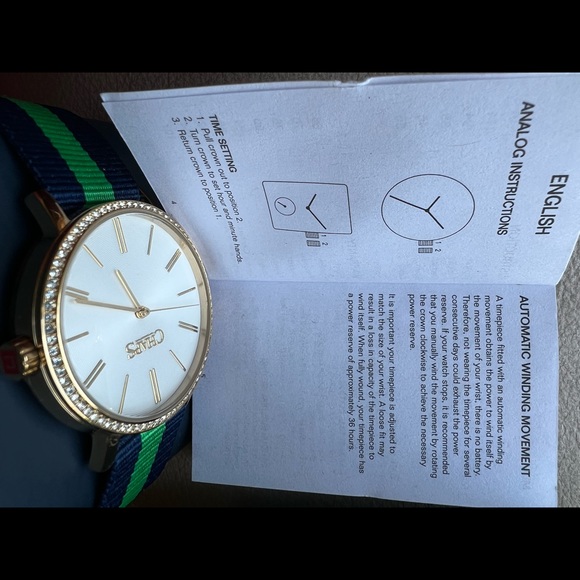 Chaps ladies preppy blue/green bling out gold hardware watch - Picture 4 of 11